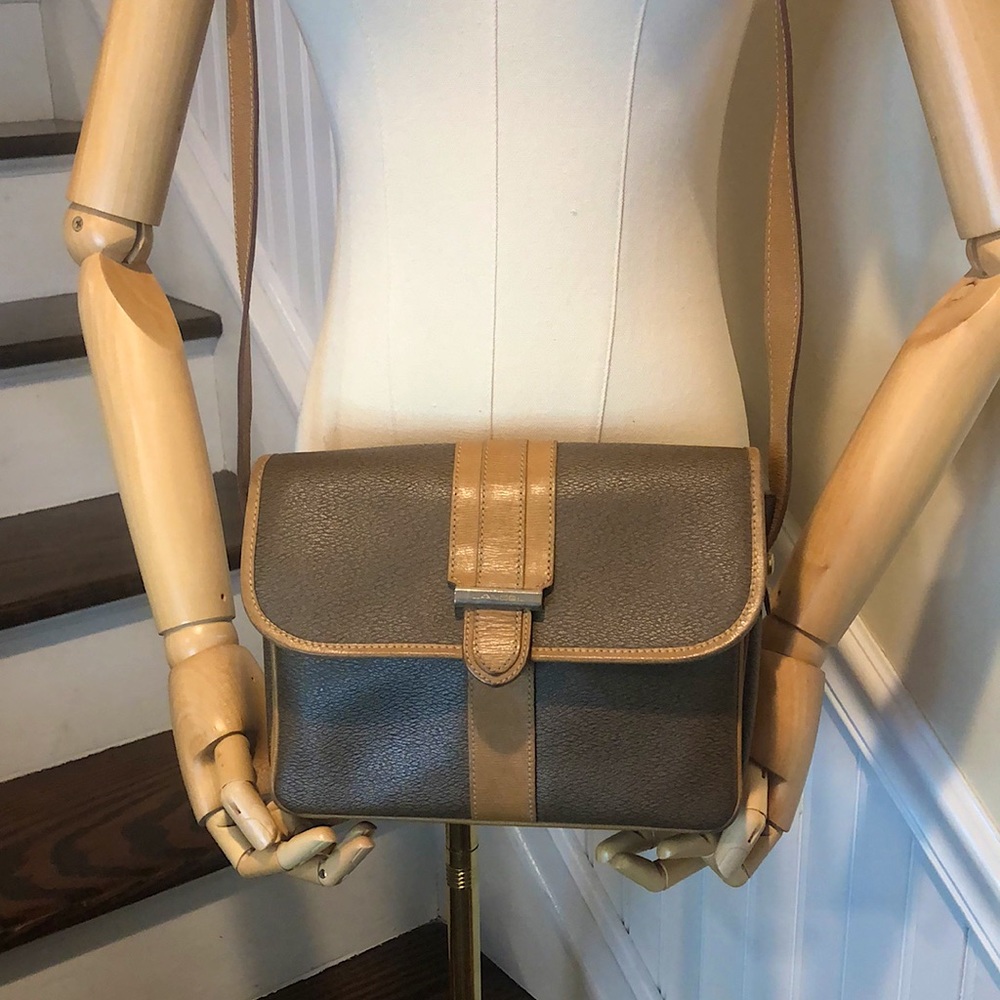 LANCEL Messenger Saddle Crossbody Bag Made In Italy RARE EUC